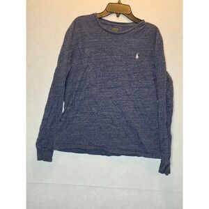 Polo Ralph Lauren Mens Blue Heathered Long Sleeve T-Shirt Custom Fit Medium